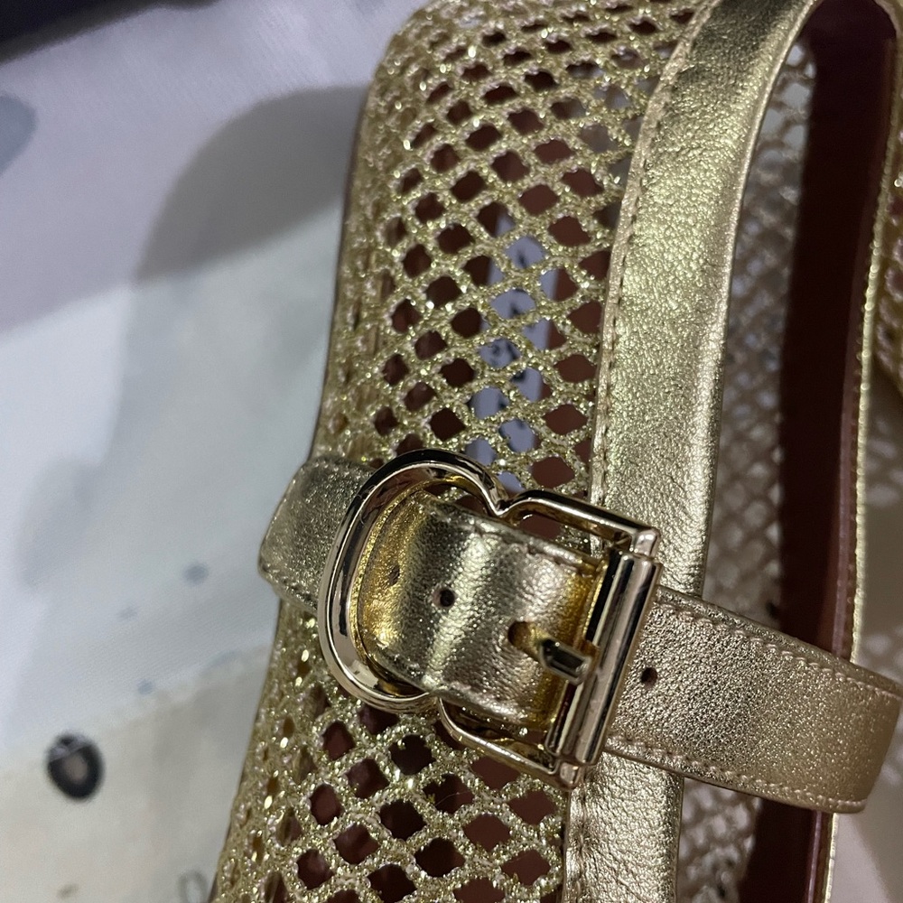 Alaïa Metallic Gold Mesh Mary Jane Shoes - Picture 4 of 12